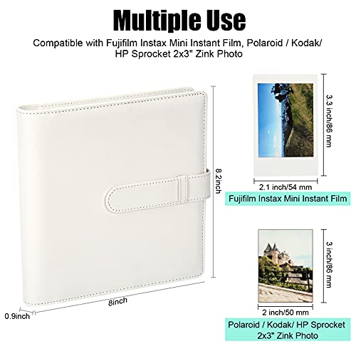 Veicevol 256 Pockets Photo Album for Fujifilm Instax Mini Camera, Polaroid Camera, Leather Cover, Photo Album for Instax Mini 12 11 9 40 90 8 7 Evo LiPlay Instant Camera, 2x3 Photo Albums(White) - Image 3