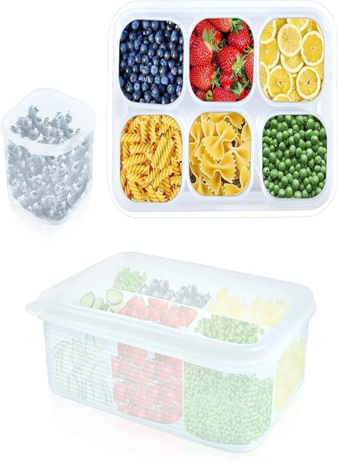 Spaceshoop Alpha.Shop Food Storage Fridge Grid (7 in 1) Clear Plastic Kitchen Storage Box for Ice Supplement Ingredients Ice Powder