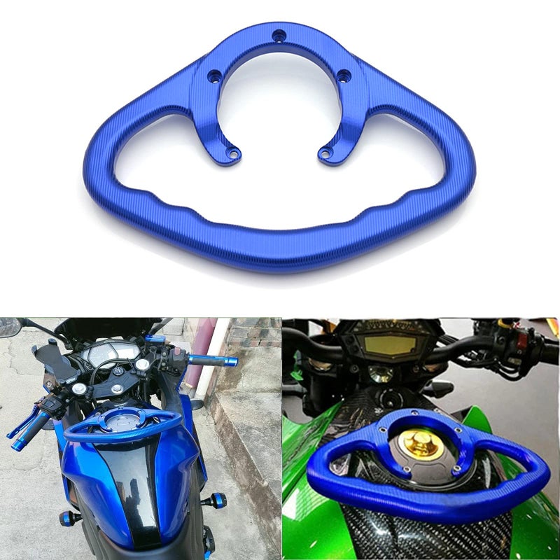 Motorcycle Passenger Handgrips Rear Passenger Gas Tank Bar Fuel Tank Armrest Grab Bar Handles Handlebar Hand Grip 5 Holes for Suzuki GSR600 GSR750 GSF650 GSXR750 GSXS1000 GSXR1300 SV650SBlue