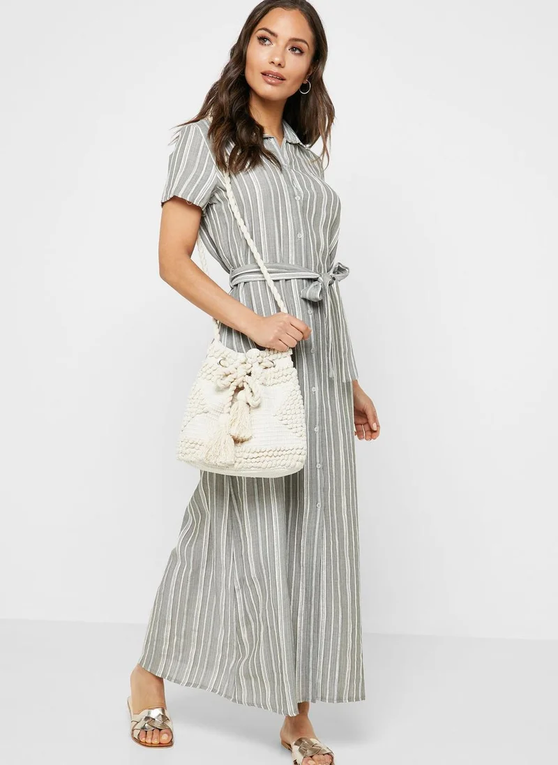 KOTON Belted Striped Shirt Dress