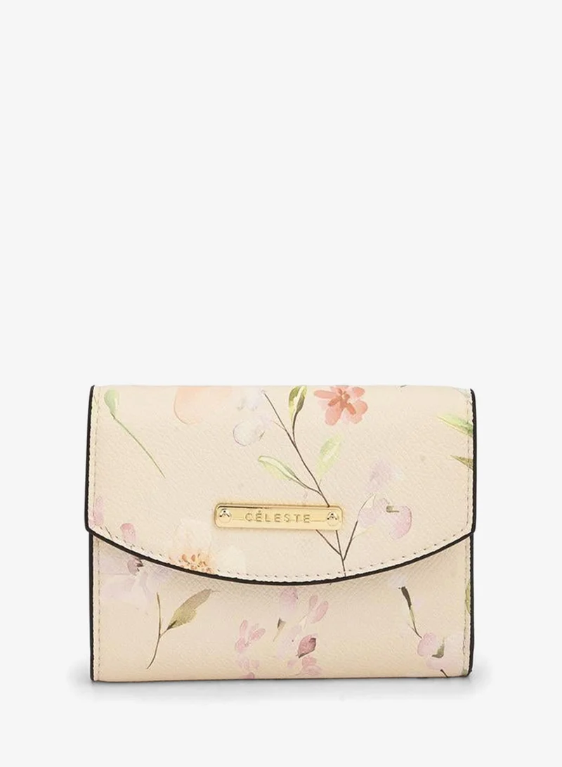 Celeste Floral Print Wallet With Snap Button Closure