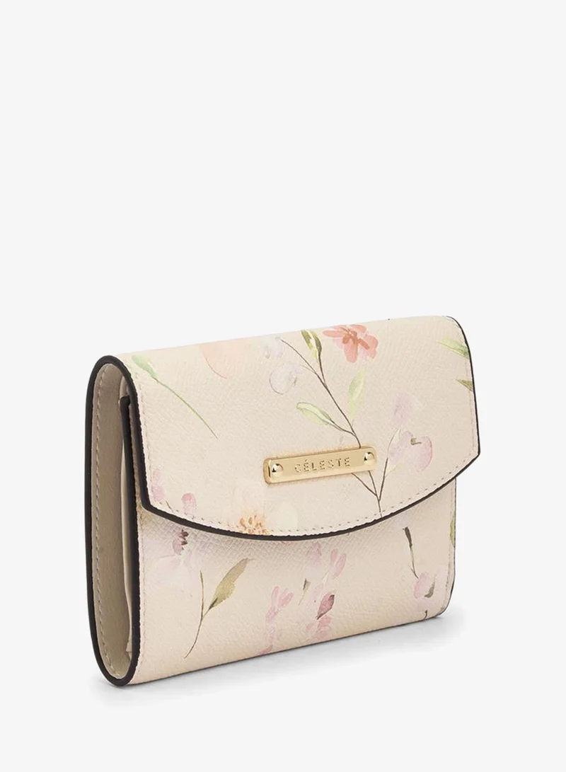 Celeste Floral Print Wallet With Snap Button Closure