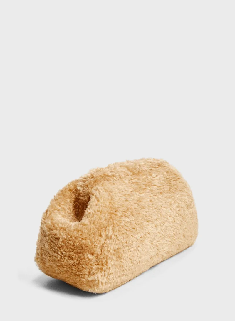 MANGO Faux Fur Hand Bag