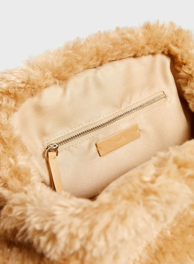 MANGO Faux Fur Hand Bag