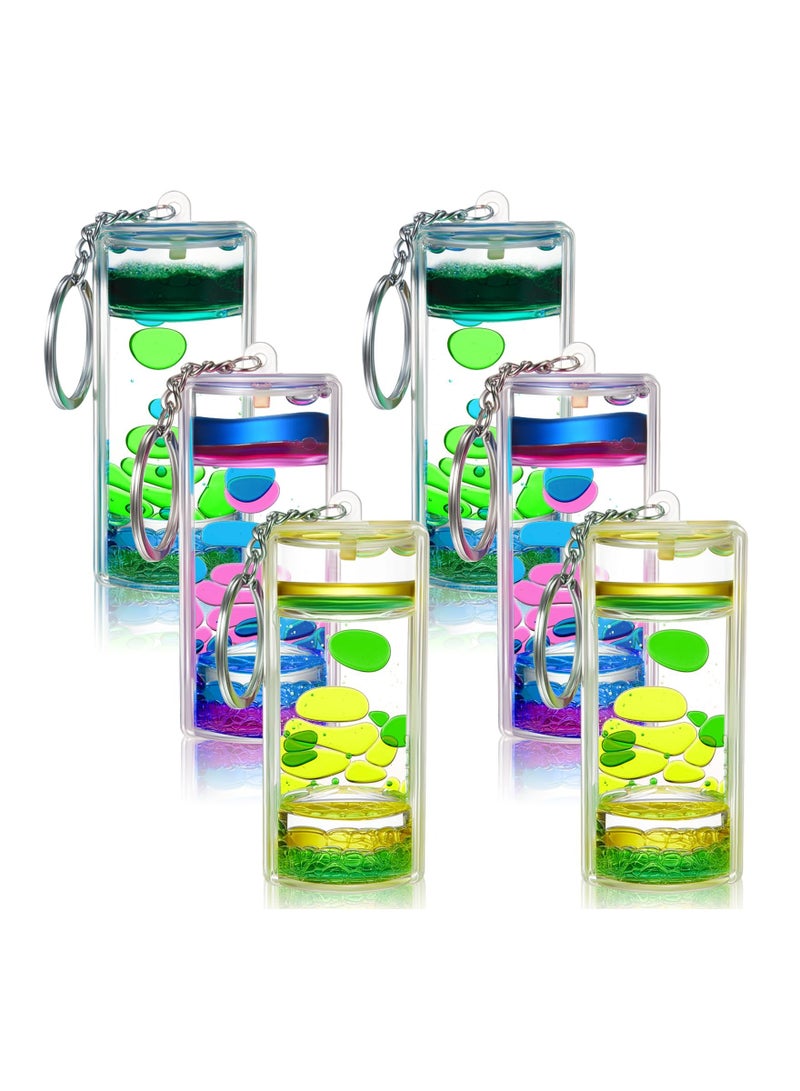 SYOSI 6 Pack Liquid Motion Bubbler Keychains Liquid Timer for Sensory Play Calming Toy Fidget Keychain for Stress Relief Gifts and Party Favors 3 Styles  - Image 1