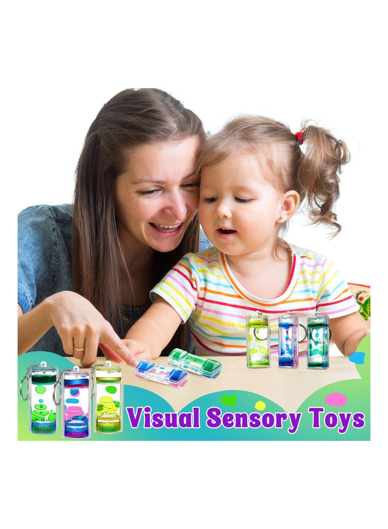 SYOSI 6 Pack Liquid Motion Bubbler Keychains Liquid Timer for Sensory Play Calming Toy Fidget Keychain for Stress Relief Gifts and Party Favors 3 Styles  - Image 3