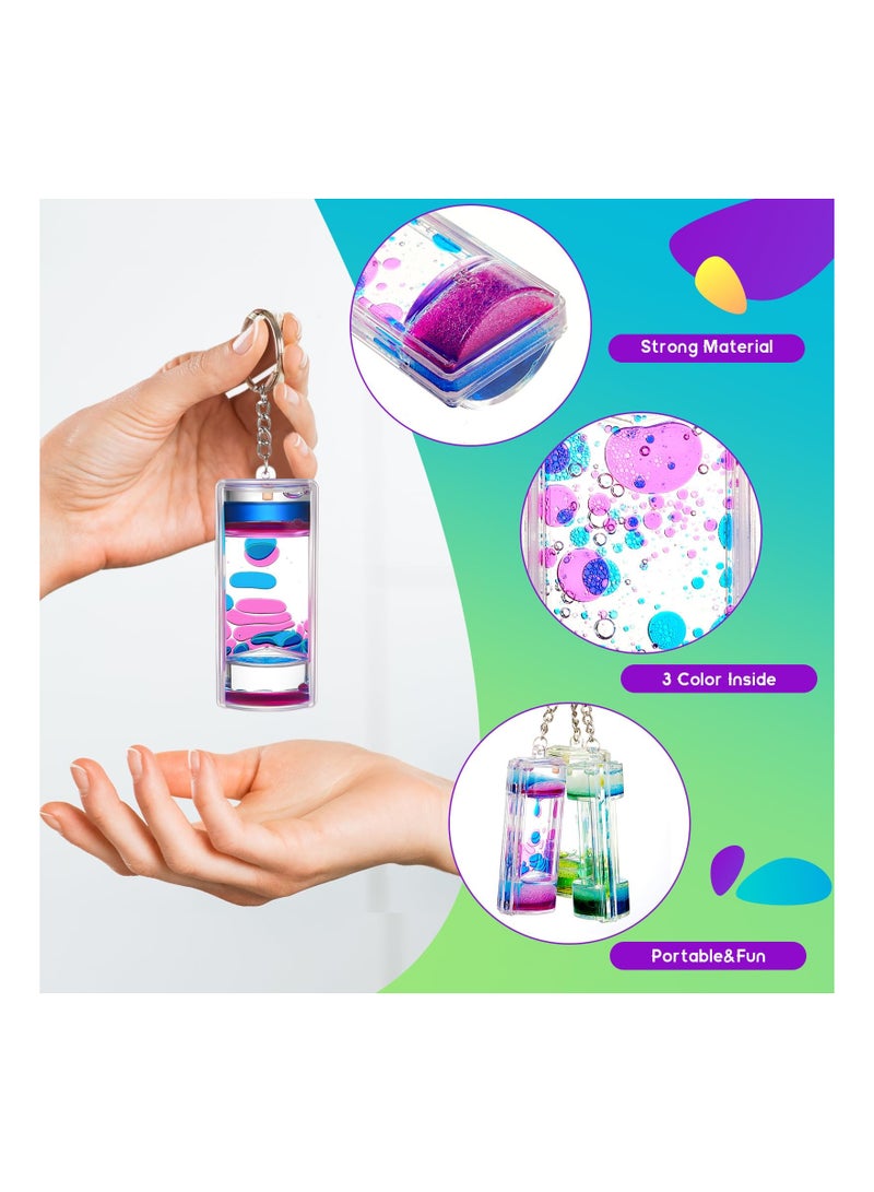SYOSI 6 Pack Liquid Motion Bubbler Keychains Liquid Timer for Sensory Play Calming Toy Fidget Keychain for Stress Relief Gifts and Party Favors 3 Styles  - Image 4