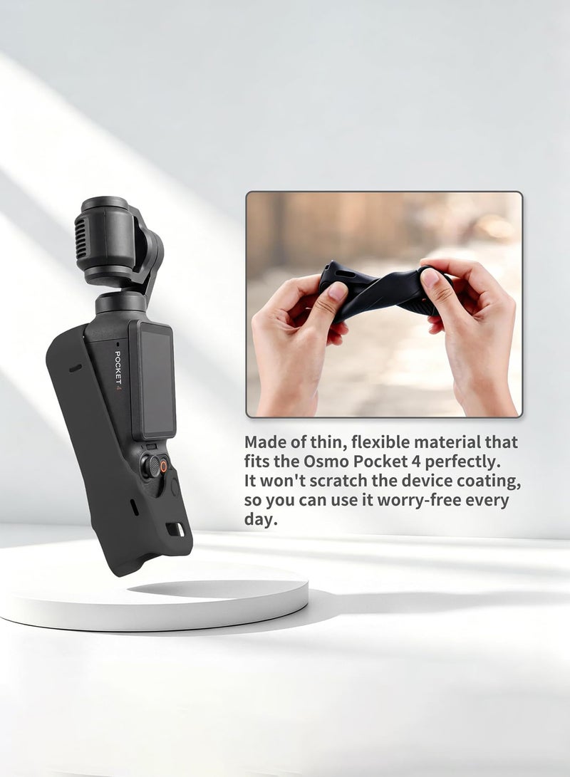 SJet DJI OSMO Pocket 4 Accessory Kit, Silicone Protective Case Cover, Tempered Glass Screen Protector, Lens Protector (Black) - Image 4
