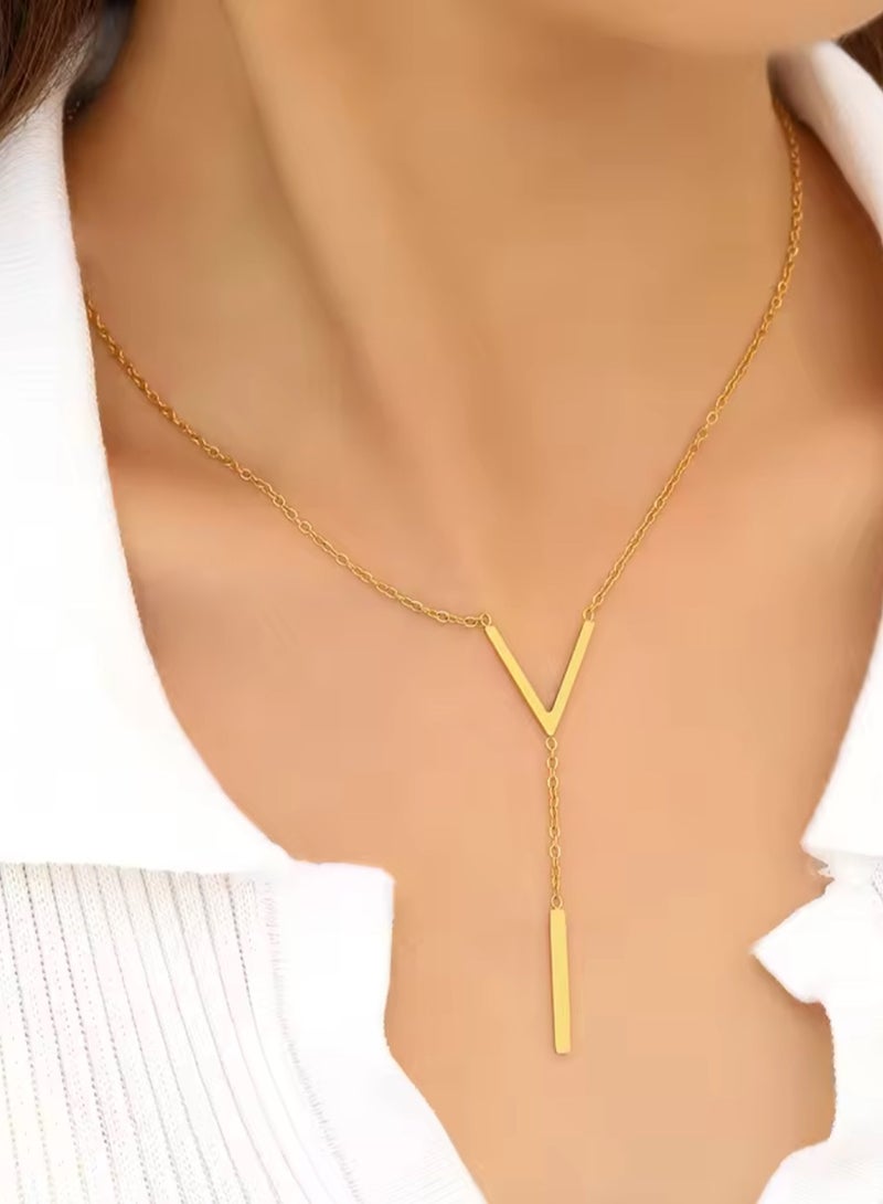 كاجوال كوليكشن سلسال نسائي أنيق من الاستانلس ستيل مطلي باللون الذهبي - Image 1