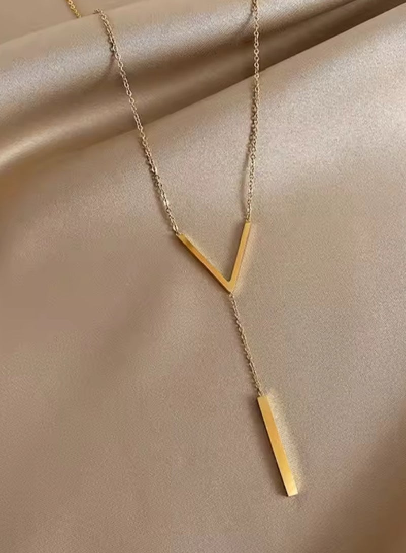 كاجوال كوليكشن سلسال نسائي أنيق من الاستانلس ستيل مطلي باللون الذهبي - Image 2