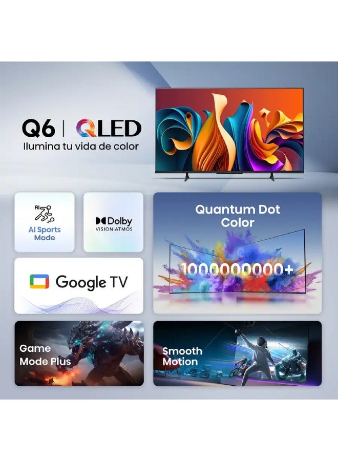 Hisense 75 inch 4K Smart QLED TV 60 Hz HDMI 3 USB2 75Q6N Black - Image 4