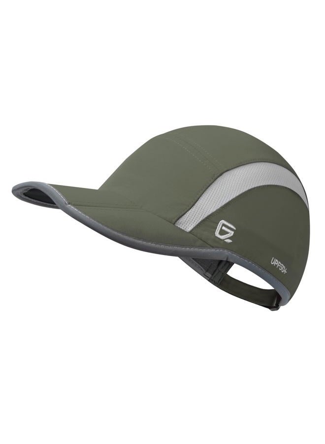 GADIEMKENSD Foldable Running Sports Hat Reflective Baseball Cap Quick Drying Hat for Men Woman Adjustable 50+ UPF Breathable Mesh Water Repellency Outdoor Race Performance Lightweight Army Green - Image 1