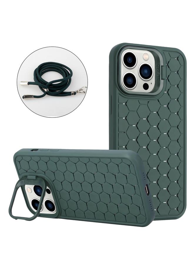 Zaboon Case For iPhone 13 Pro Max Honeycomb Radiating Holder TPU Phone Case with Lanyard - Image 1