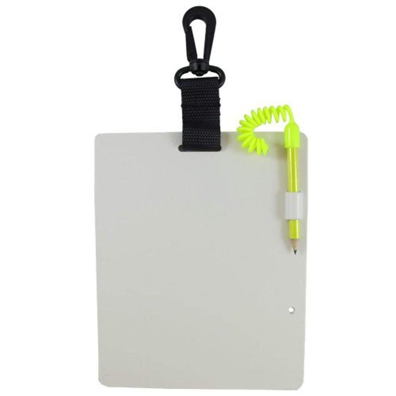 Scuba Choice Diving Writing Slate with Pencil, Large 7-1/4" x 5-7/8" Underwater Notepad, Replaceable Pencil Safety Leash & Clip for Scuba, Snorkeling, Dive Gear, Navigation and Notes