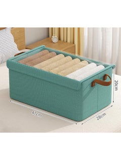 ZCM-HAPPY 2 Piece Cationic Fabric Wardrobe Quilt Storage Box with Steel Frame, Washable Space Saving Clothes Organizer for Home and Dormitory, Clothes Storage Box with Dustproof Cover (47x28x20 cm)  - Image 2