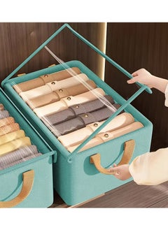 ZCM-HAPPY 2 Piece Cationic Fabric Wardrobe Quilt Storage Box with Steel Frame, Washable Space Saving Clothes Organizer for Home and Dormitory, Clothes Storage Box with Dustproof Cover (47x28x20 cm)  - Image 3