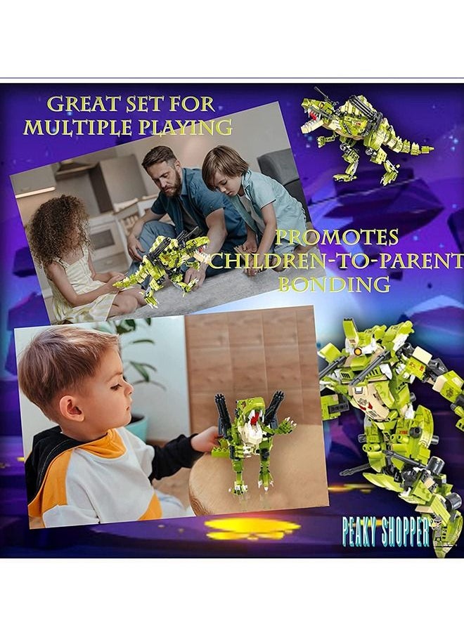 PEAKY KIDS - Dinosaur Transformer Model Building Blocks Collectible 3D Building Micro Mini Blocks Bricks Set Construction Learning & Educational DIY Stem Toy Engineering Kit Gift Toys for Boy - Image 1