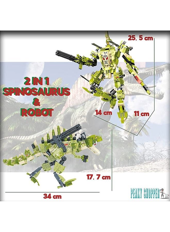 PEAKY KIDS - Dinosaur Transformer Model Building Blocks Collectible 3D Building Micro Mini Blocks Bricks Set Construction Learning & Educational DIY Stem Toy Engineering Kit Gift Toys for Boy - Image 1