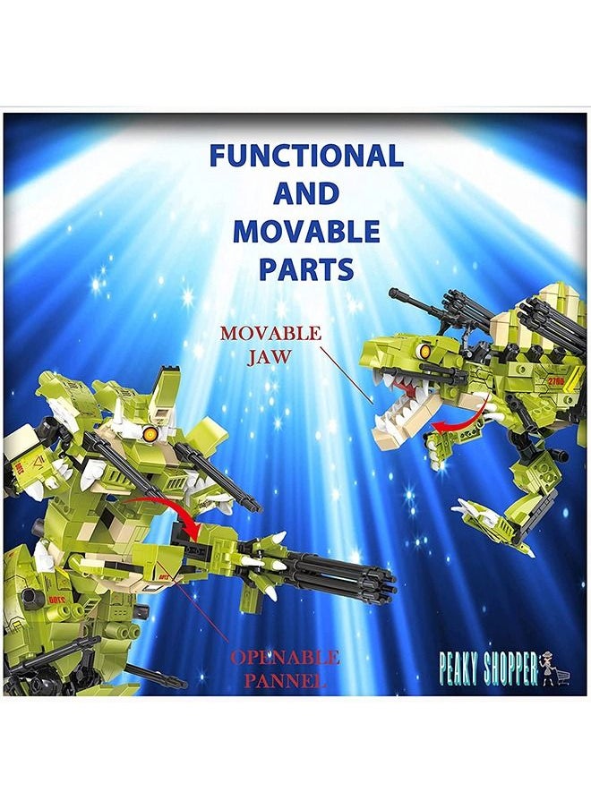 PEAKY KIDS - Dinosaur Transformer Model Building Blocks Collectible 3D Building Micro Mini Blocks Bricks Set Construction Learning & Educational DIY Stem Toy Engineering Kit Gift Toys for Boy - Image 1
