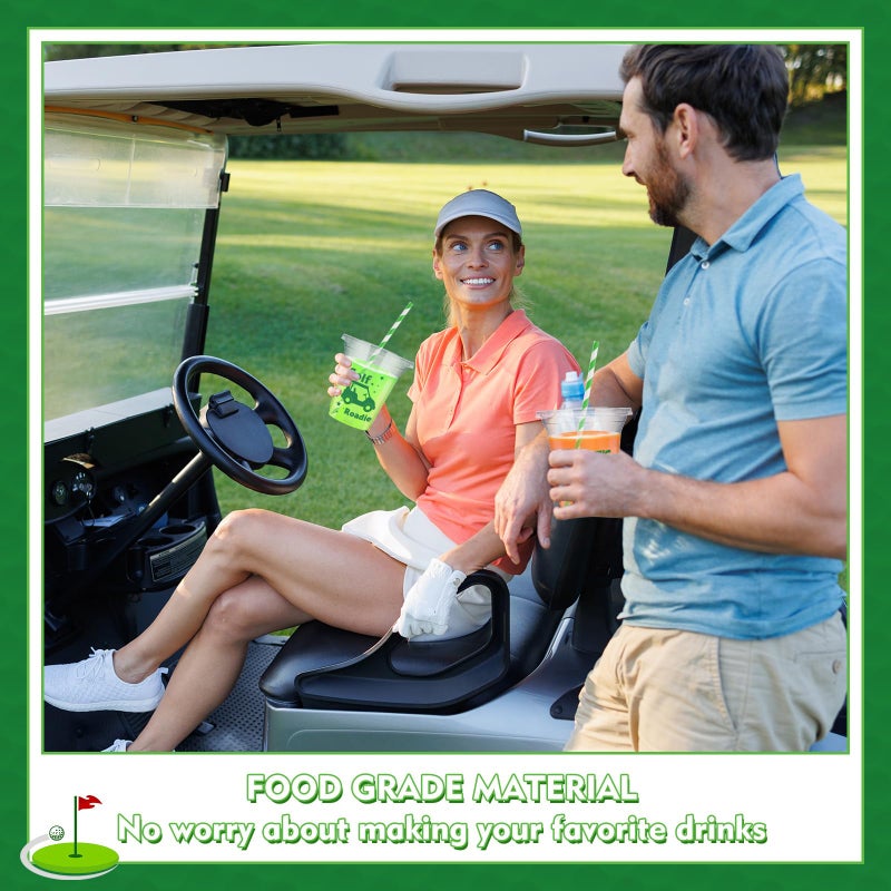 FoldTier 60 Set Plastic Cups Golf Themed 14 oz Disposable Clear Cups with Lids and Paper Straws for Golf Themed Party Favor Supplies Decorations - Image 4