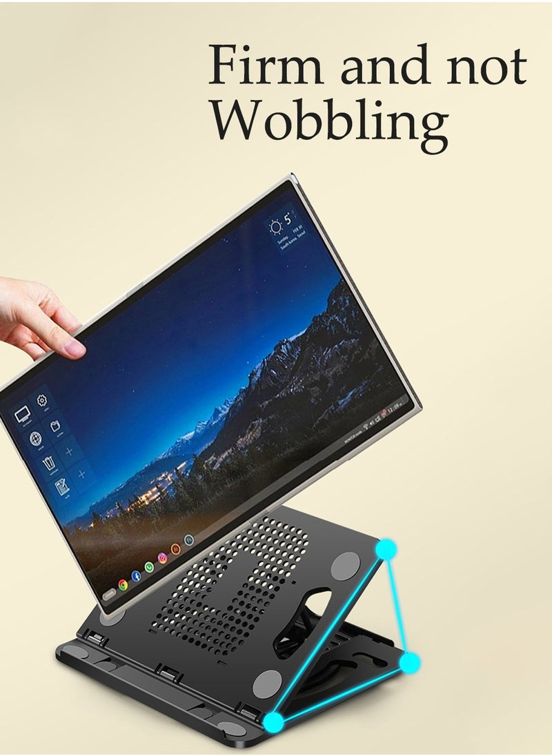 Laptop Stand, Grid Collapse Laptop Stand, Adjustable Computer Laptop Holder,Foldable and Portable Laptop Stand,Desktop Office Bracket,Compatible For Laptop Notebook Tablet Smartphone (Black)