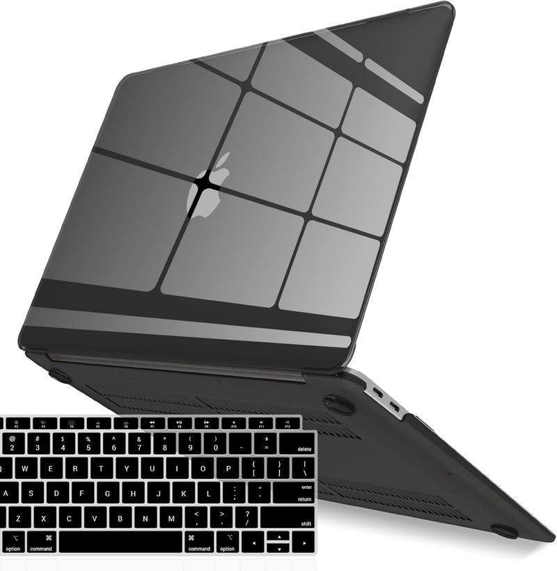 I Benzer Compatible with New MacBook Air 13 inch Case 2022 2021 2020 M1 A2337 A2179 A1932, Plastic Hard Shell Case with Keyboard Cover for Mac Retina Display with Touch ID, Crystal Black, MMA-T13CYBK+1 - Image 1