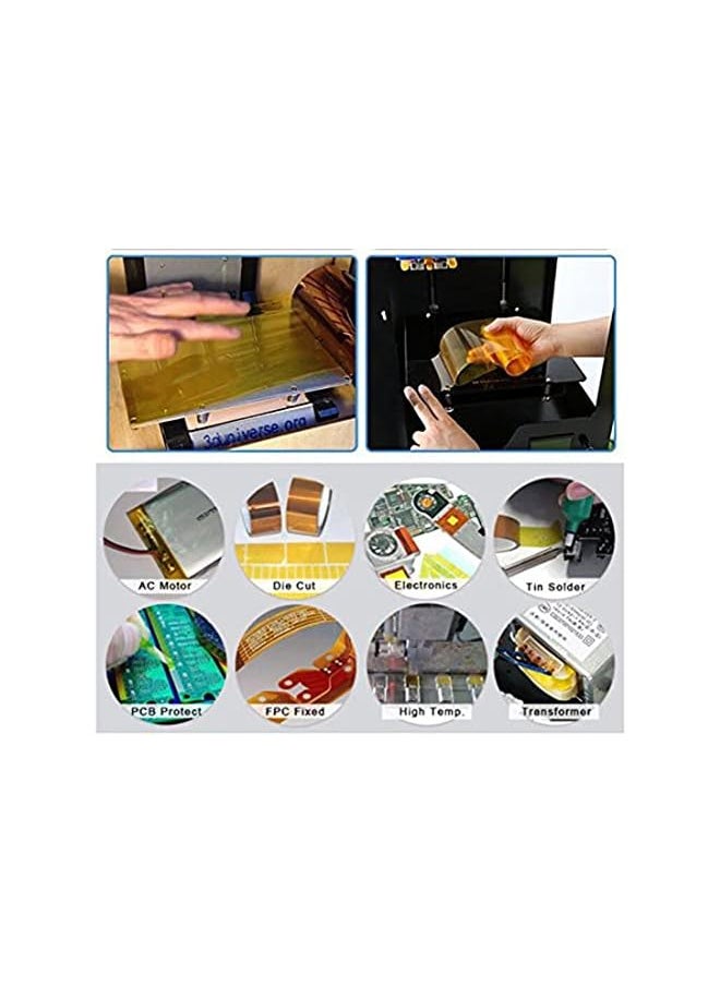 PROMASS - promass 2 Rolls 10mm X100ft Kapton Tape Sublimation Tape - for Heat Transfer Vinyl,3D Printers High Temperature Tape PCB Tape Heat Resistant Tape Heat Tape - Image 1