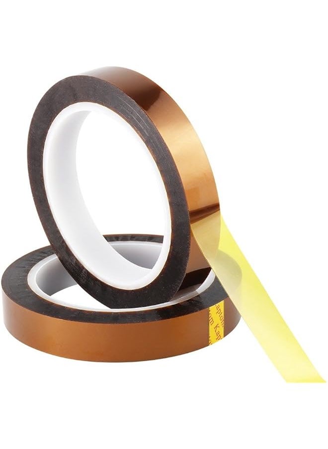 PROMASS - promass 2 Rolls 10mm X100ft Kapton Tape Sublimation Tape - for Heat Transfer Vinyl,3D Printers High Temperature Tape PCB Tape Heat Resistant Tape Heat Tape - Image 1
