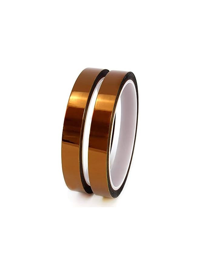 PROMASS - promass 2 Rolls 10mm X100ft Kapton Tape Sublimation Tape - for Heat Transfer Vinyl,3D Printers High Temperature Tape PCB Tape Heat Resistant Tape Heat Tape - Image 1