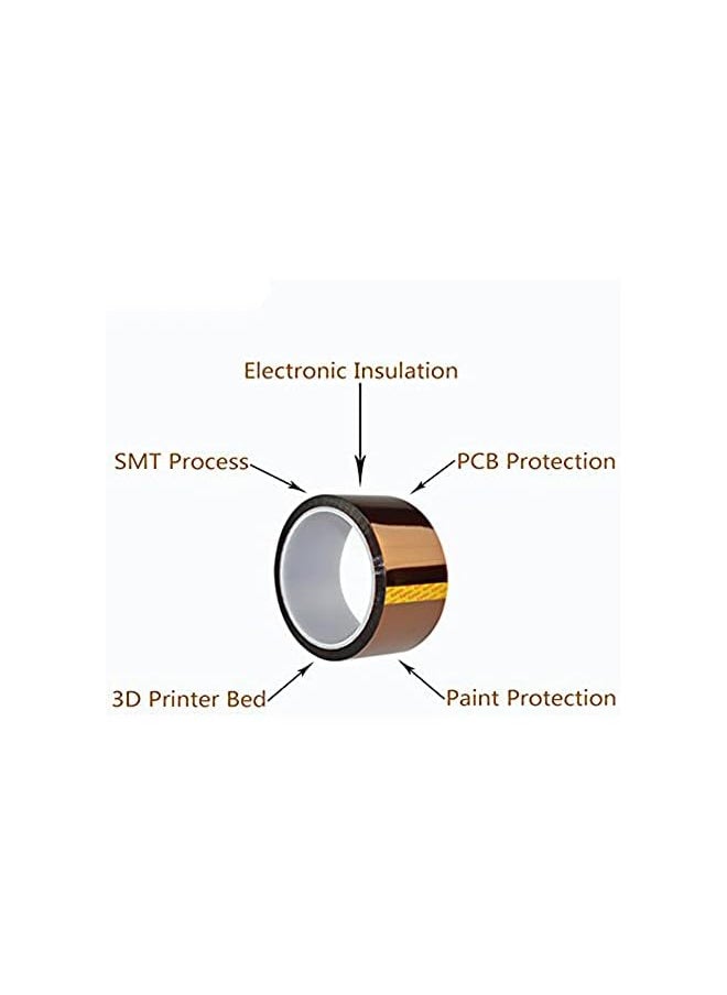 PROMASS - promass 2 Rolls 10mm X100ft Kapton Tape Sublimation Tape - for Heat Transfer Vinyl,3D Printers High Temperature Tape PCB Tape Heat Resistant Tape Heat Tape - Image 1