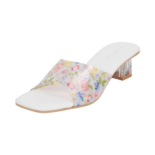 Metro Women White Block Heel Fashion Sandal UK/7 EU/40 (40-157) - Image 1