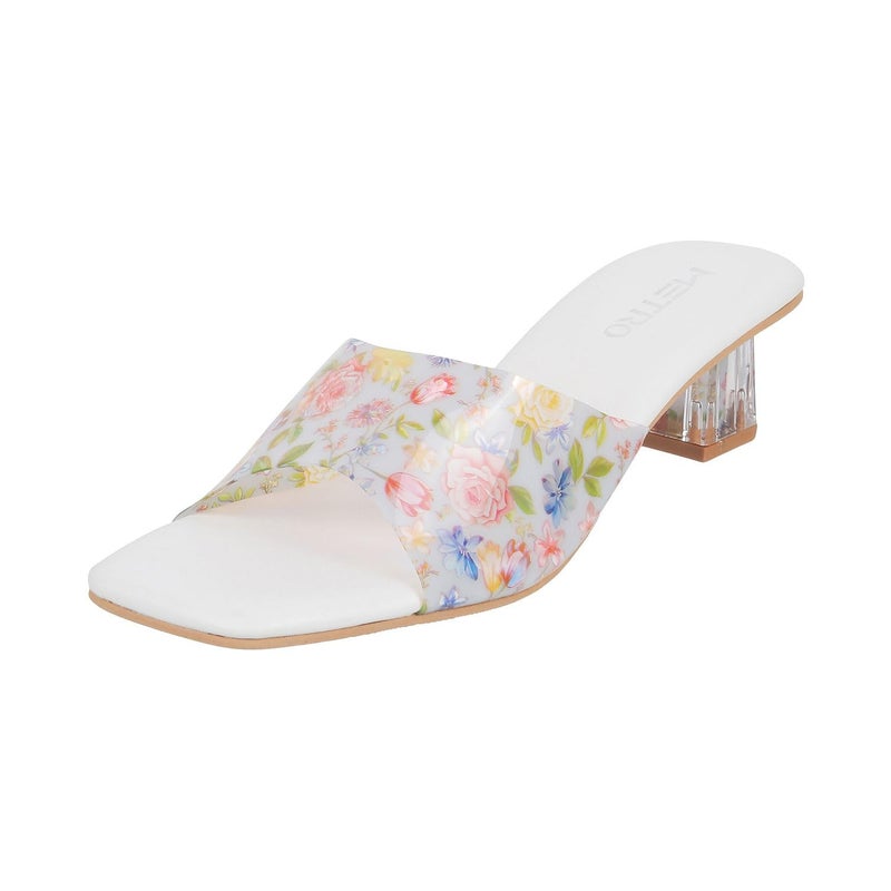 Metro Women White Block Heel Fashion Sandal UK/7 EU/40 (40-157) - Image 5