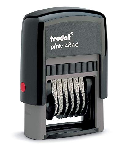 Trodat 6 Digit Self-Inking Numberer Rubber Stamp, .125" x .6875" - Black Ink, Durable & Easy-to-Use for Rapid Numbering - Image 1
