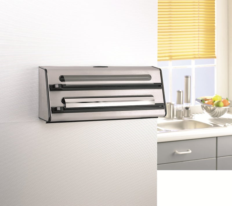 Emsa Triple Roll Dispenser "Contura" of Stainless Steel, Silver/Black - Image 3