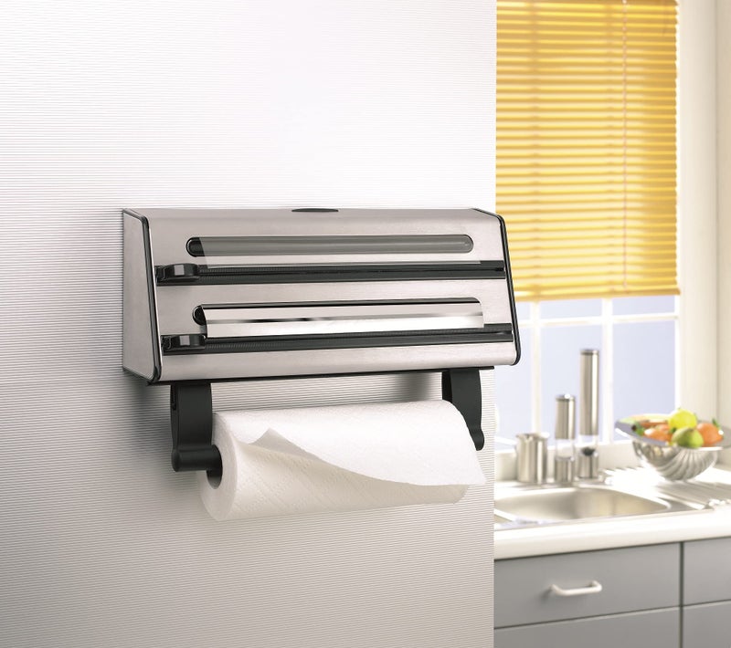 Emsa Triple Roll Dispenser "Contura" of Stainless Steel, Silver/Black - Image 2