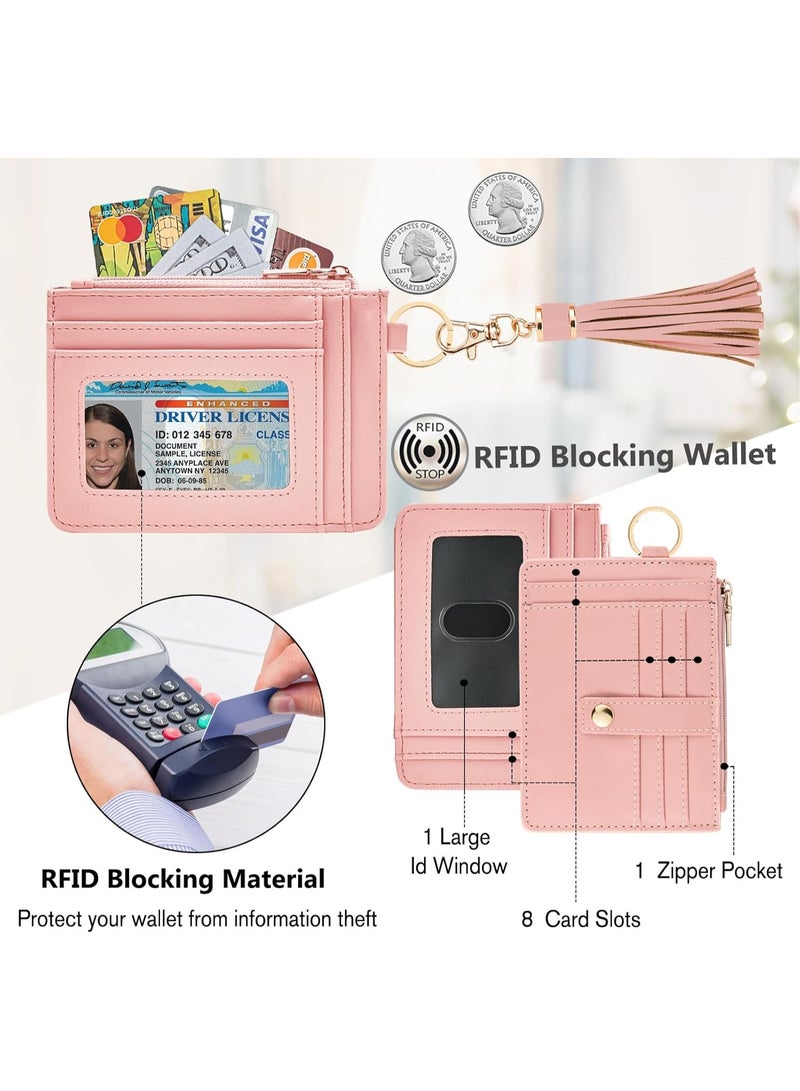 محافظ معصم صغيرة للنساء، حاملة بطاقات ائتمان بتقنية RFID، محفظة بسلسلة مفاتيح، محافظ بطاقات ائتمان للنساء - Image 3