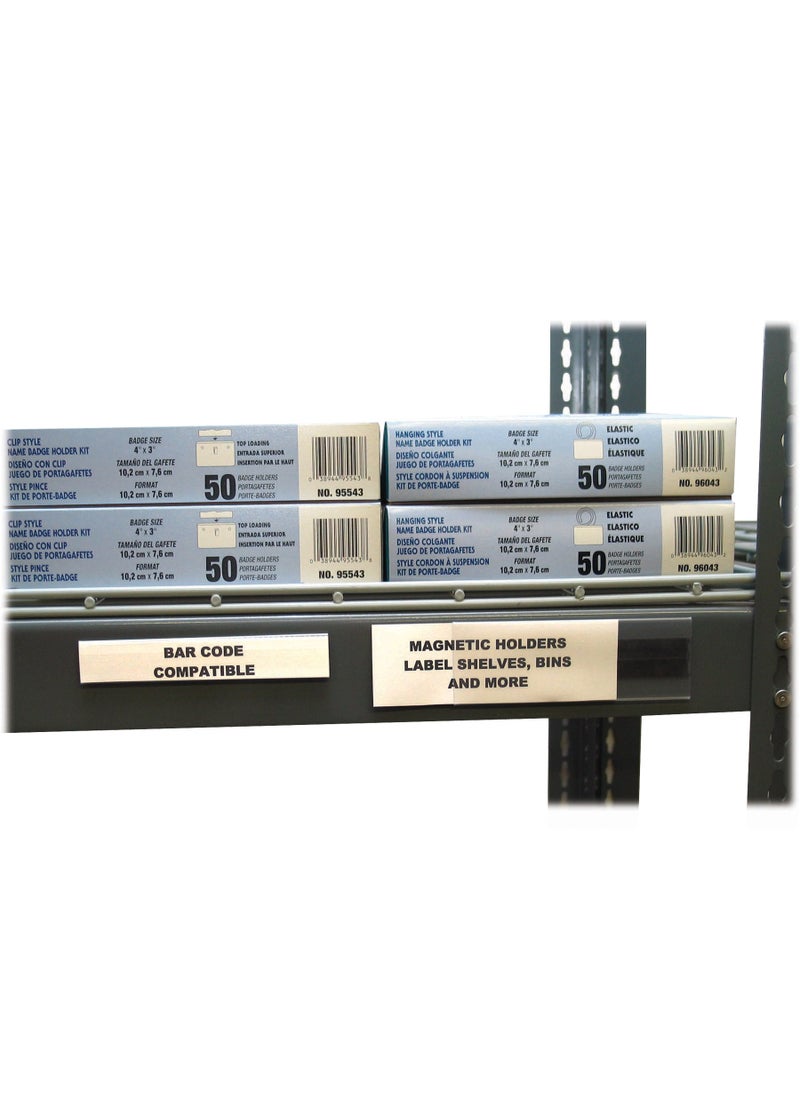 C-Line C-Line HOL-DEX Magnetic Shelf/Bin Label Holders, Side Load, 2 x 6, Clear, 10/Box  - Image 3