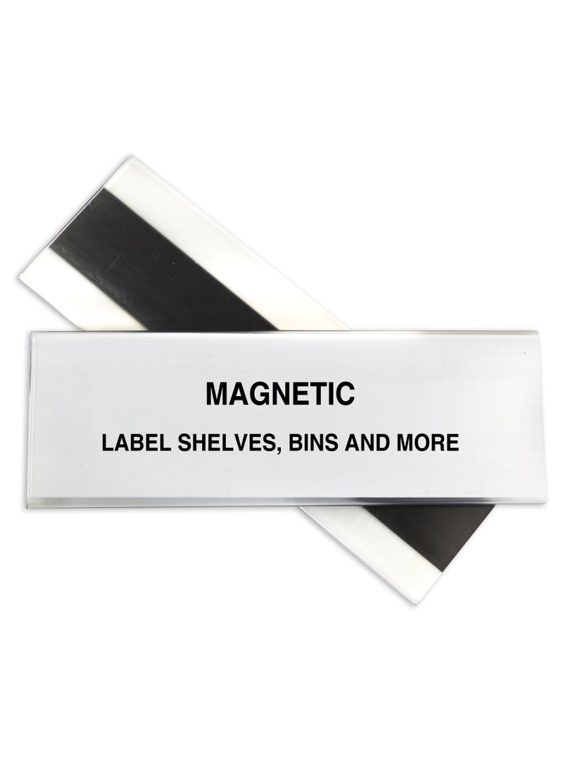C-Line C-Line HOL-DEX Magnetic Shelf/Bin Label Holders, Side Load, 2 x 6, Clear, 10/Box  - Image 1