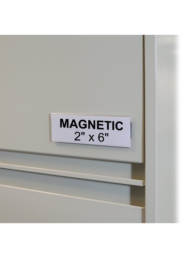 C-Line C-Line HOL-DEX Magnetic Shelf/Bin Label Holders, Side Load, 2 x 6, Clear, 10/Box  - Image 4