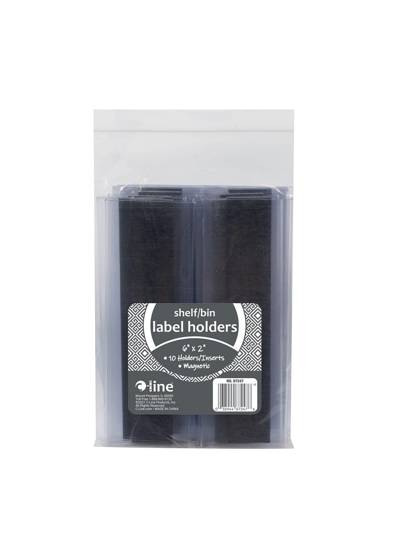 C-Line C-Line HOL-DEX Magnetic Shelf/Bin Label Holders, Side Load, 2 x 6, Clear, 10/Box  - Image 5