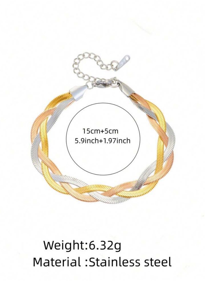sixtyfour Elegant Mixed Color Stainless Steel Bracelet For Women  - Image 4