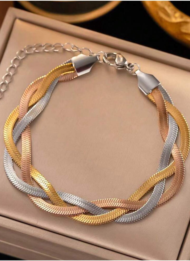 sixtyfour Elegant Mixed Color Stainless Steel Bracelet For Women  - Image 2
