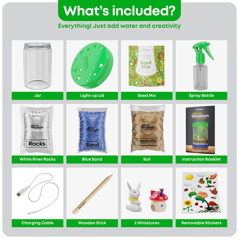 Dan&Darci Light-Up Terrarium Kit for Kids - STEM Science Kit - Educational DIY Toy for Boys & Girls - Birthday Craft Project Idea for Ages 6 7 8 9 10 11 12 Year Old - Image 3