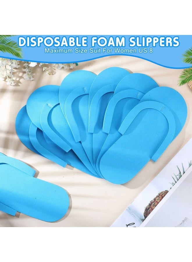 JenPen 60 Pairs Disposable Pedicure Slippers Foam Flip Flops Disposable Flip Flops Multi Color Foldable Pedicure Slippers for Guests Salon Spa Hotel Women (Blue) - Image 4
