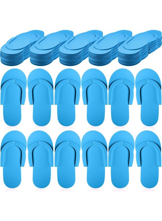 JenPen 60 Pairs Disposable Pedicure Slippers Foam Flip Flops Disposable Flip Flops Multi Color Foldable Pedicure Slippers for Guests Salon Spa Hotel Women (Blue) - Image 1
