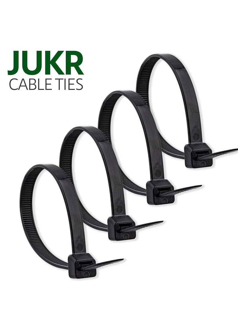 JUKR JUKR Cable Tie 12 inches 300 mm x 36 mm Pack of 100 PCS Black Self Locking UV Resistant Multipurpose Nylon Heavy Duty Electrical Zip Cable Ties For Wire Management With High Tensile Strength  - Image 2