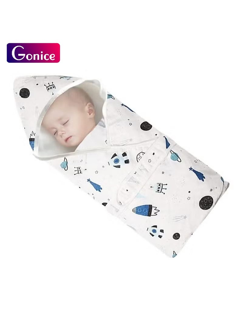 Gonice Baby Swaddle Wrap Blanket, Breathable Cotton Adjustable Swaddling Blanket for Newborn Infant Unisex 0-12 Months(Spacecraft)  - Image 1