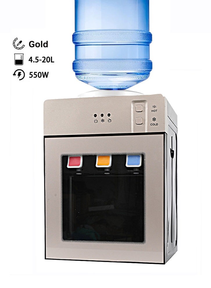 HUA Tabletop Water Dispenser with Dustproof Door Hot and Cold Water Dispenser 3 Temperature Setting- Hot,Normal,Cold for 4.5-20l Water Bucket 550w Anti-Bacterial Food-Grade Stainless Steel Inner Tank - Image 1