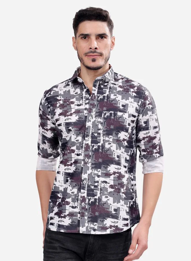 Stylox Stylox Abstract Printed Long Sleeve Regular Fit Shirt with Pocket