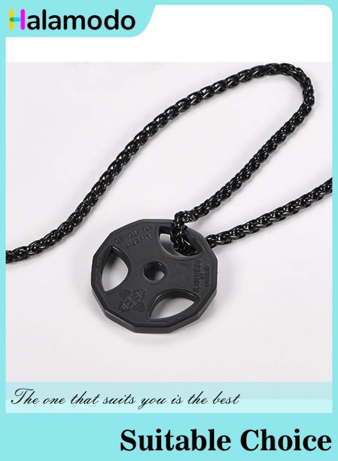 HALAMODO Dumbbell Pendant Trendy Barbell Necklace 